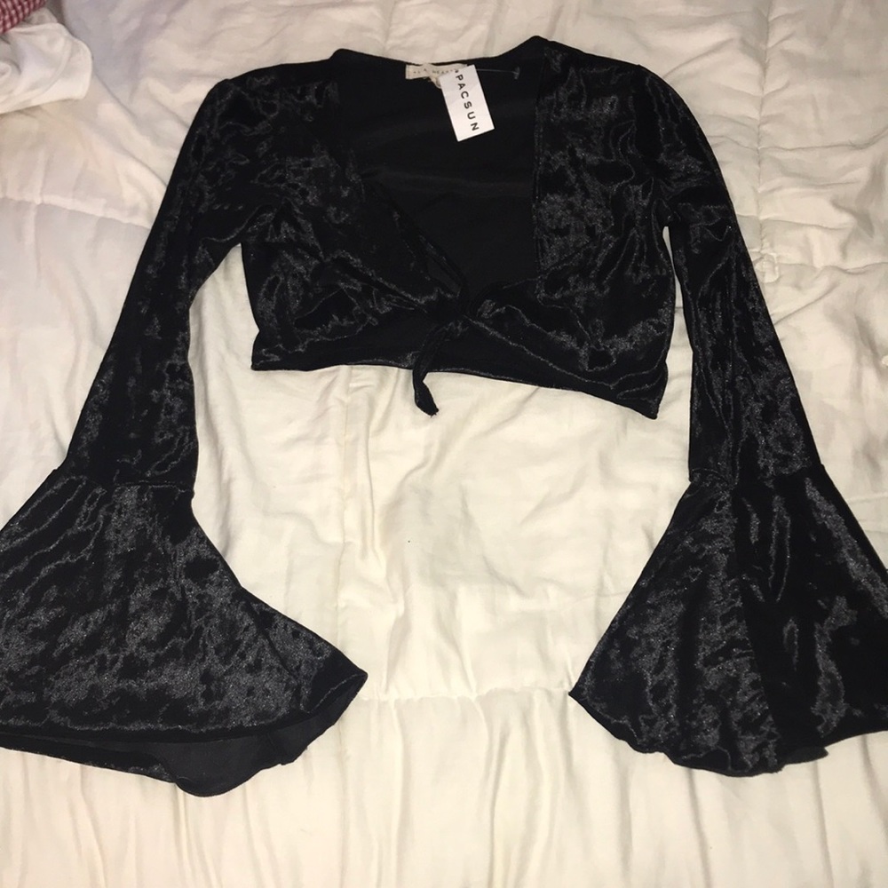 Black velvet crop top